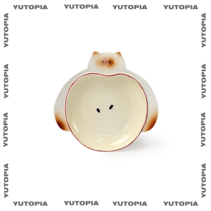 YUTOPIA Ceramic Cat Face Breakfast Plate 6.5 Inch Multifunctional Dish Creative Gift Original Design Siamese Cat Apple Dessert Plate