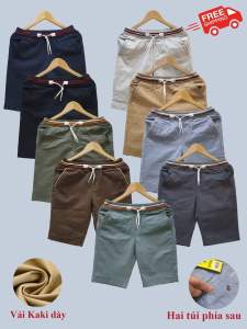 Giảm giá 20% - Quần short lửng kaki nam chất mềm mịn có dây rút