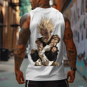 Bandai | Dragon Ball Anime Goku Vegeta Peripheral Printed Pure Cotton Tank Top Mens and Womens Loose Sporty Summer Fashion Top