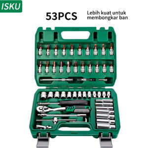 ISKU Kunci sok set lengkap 53pcs (1/4 ") 100% Original/kunci l 1 set komplit/kunci sock satu set komplit bengkel/toolkit set/tool set/kunci shok 1 set