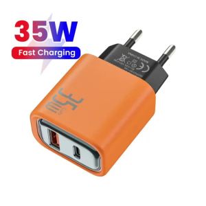 Sạc Nhanh USB C 35W Bộ Chuyển Đổi Sạc Nhanh PD QC 3.0 2 Cổng Type C Sạc Tường Cho iPhone Samsung Huawei Xiaomi - Sạc USB Type C