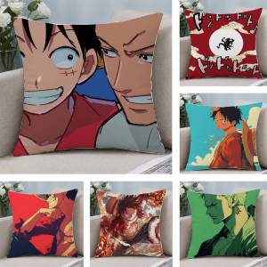 Bandai | One Piece Vinsmoke Sanji Anime Plush Pillow Cover Soft Short Plush Cushion Cover For Sofa Bedroom Home Decor Gift Decoration