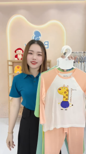 Bộ dài tay cài chéo in hình hươu BT020 BENTY chất mềm mịn thoáng khí đồ bộ trẻ em chính hãng