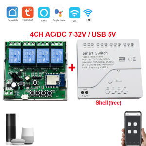 Tuya Smart Wifi Switch Module 12V 24V 220V RF 433 Remote Control Appliance Control Module 4CH Relay Work With Alexa Google Home