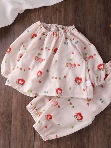 Baby Girl Bamboo Fiber Long Sleeve Two-Piece Set Cute Spring Summer Cotton Blend Comfortable Soft Fabric Baby Outfit Ensemble