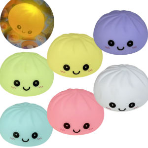 Bandai | Aesthetic LED Bun Night Light Soft Silicone Squishy Toy Glowing Food Ornament Sensory Stress Reliever Cute Gift for Kids & A