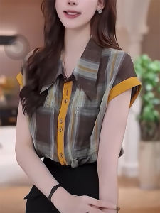 QINGNAER | Plus Size Summer Style Retro Checkered Polo Shirt