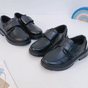 Black shoes for kids boy ultra light sole leather school shoes for kids 27-38
