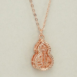 Chow Sang Sang 周生生 Minty Collection 18K Rose Gold Wulu Gourd Necklace 47cm 92528N