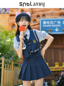 Original Design Summer Outfit Set with Rabbit Judy Police Officer Theme Slimming Three-Piece Half-Skirt Fashionable Womens Ensemble