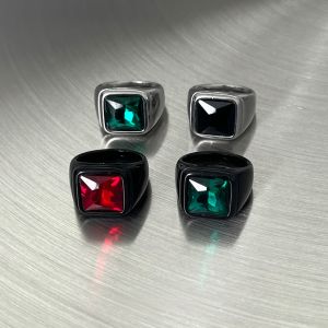 Nhẫn Thép Titan Hình Vuông Thời Trang Dành Cho Nam Và Nữ Phụ Kiện Ngón Tay Hip Hop Bền Cao Cấp Với Màu Sắc Rung Động