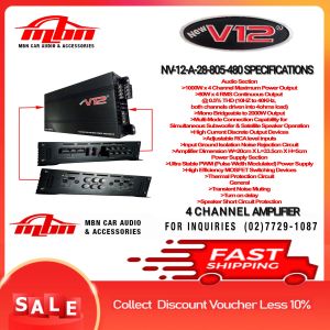 Car Audio amplifier KD-80.4 Kinetic Power Amplifier 4 channel Power Amplifier (80w/rms x 4) / NV-12-A-28-805-480 NEW V12 Power Amplifier 4 Channel Power Amplifier (80W/rms x 4)