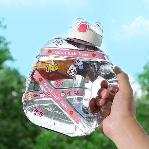 Large Capacity 2L Sports Water Bottle Cute Travel Ladies Tumbler Durable Tritan Material Cartoon Style for Students And Travel