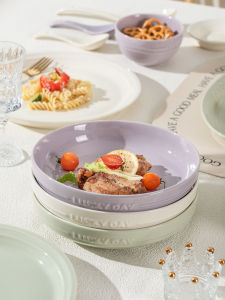Luxurious Cream Style Ceramic Plate Deep Dish Fish Plate Embossed Shallow Dish Plate Thickened Home Use Dinnerware Set