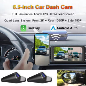 EKLEVA 6.5 Inch Car DVR 2K Dash Cam for CarPlay Android Auto HD Recorder Night Vision Loop Recording Air Vent Mount