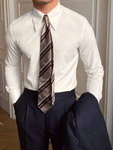 Business and British Style Large Collar Fitted Long Sleeve Shirt