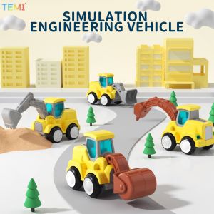 TEMI Pull Back Car Excavator Toy Rebound Engineering Car Puzzle Toys Creative Personality Boy Gift DIY Assembly Vehicle Toy