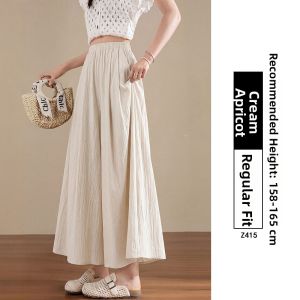 YAYANGREN | Light Summer Leisure Beige Icesilk Culottes High Waist
