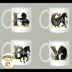 Personalized Mug with HORSE Letter Design / Ceramic Mug with Customized Name - 11oz - with box
