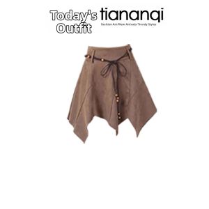 TIANANQI | Retro Design Medlar Outfit High-Waist Versatile Skirt Top