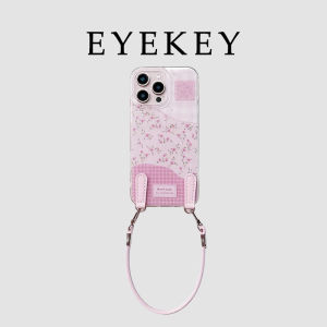 เคสโทรศัพท์แบบครอบเต็มลายสก็อตสีชมพูพร้อมสายคล้องสำหรับ Apple 16promax iPhone 15 รุ่นใหม่ 17pro พร้อมสายคล้องสำหรับ iPhone 13 แบบครอบเต็ม