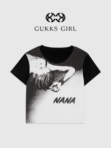 เสื้อยืดแขนสั้นพิมพ์ลายสุดเก๋สำหรับผู้หญิงในช่วงฤดูร้อน สไตล์เกาหลี ทรงเข้ารูป ผ้าฝ้ายคุณภาพดี ความยาวปกติ