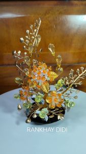 ดอกไม้คริสตัลสีส้มhand made