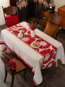 yem | Red Sunflower Waterproof Tablecloth Chennile