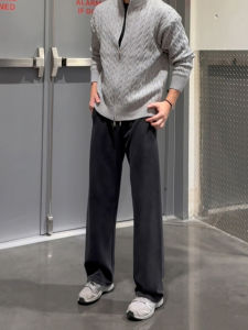 Washed Grey Black Mens Destroyed Sweatpants Long Straight Casual Sports Pants Autumn American Knife Flared Pants High Waist