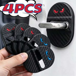 4x Auto Noise Reduction Part Anti Collision Damper Pad Devil Eye Decor Car Door Lock Protective Cover Silicone for Most Vehicle