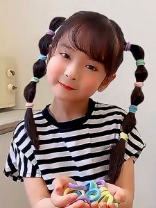 High Elasticity Thumb Hair Ties Girls Cute Hair Accessories Non-Damaging Hair Towel Rings Bow Head Ropes for Children