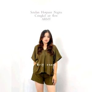 PROMO! SETELAN NAGITA - ONE SET HOT PANT - SETELAN nina cringkel - SETELAN CRINGKEL AIRFLOW
