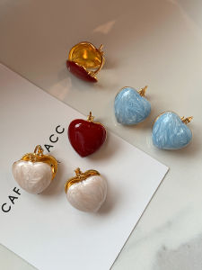 CAFFTI | Colorful Dopamine Enamel Red and Blue Hearts Spring Summer Earrings