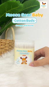 Moose Gear Baby Cotton Buds Scooper Round 400 Tips (200pcs) 1PACK Tiny Gentle Care Swabs for Newborn