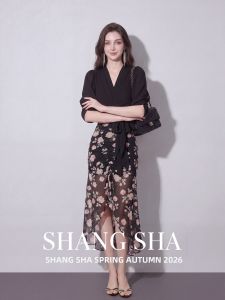 SHANGSHA | Stylish Flower Patterned Black Dress Suit