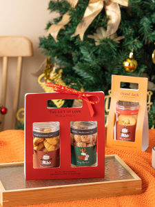 Xuyên Thấu Giáng Sinh Bánh Quy Bình Bông Tuyết Marshmallow Hộp Đóng Gói Cầm Tay Kẹo Năm Mới Chai Tráng Miệng Kín Hộp Nhựa