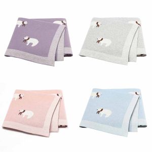 Baby Blanket Cotton Cute White Bear Newborn Knit Sleeping Blankets for Stroller Bed Sofa Infant Boy Girl Swaddle Wrap