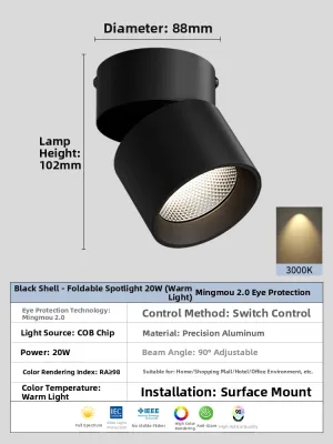 Adjustable Folding LED Downlight No Hole Installation