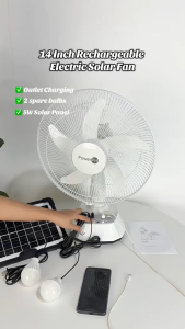 JUMBO Solar electric fan 16“/14“/12“ electric fan solar fan with solar panel stand electric fan rechargable electric fan  with 2 led light