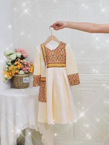 Formal Flower Ramadan Muslim Prayer Party Girl Dress Robe Arab Dubai Enfant Birthday Prom Dresses Girls Long Sleeve Wedding Gown