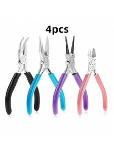 4pcs/1pcs Jewelry Pliers Tool Kit Includes Needle Round Wire Cutter And Curved Nose Pliers For Jewelry Beading Repair Supplies