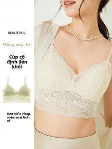 MiiOW | Áo ngực ren Pháp một mảnh MiiOW Cat Lady Áo ngực dây đeo lưng cho nữ Áo ngực lót ngực Áo ngực ngắn màu trơn đa năng mùa hè 2024