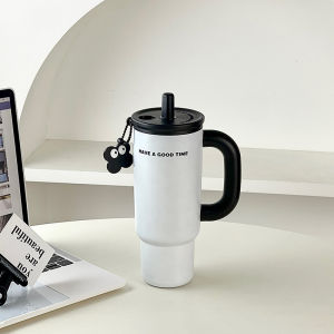 Cốc Nước Cách Nhiệt Dung Tích Lớn Màu Trắng Đơn Giản Sang Trọng Có Van Chui Cốc Cách Nhiệt Bằng Thép Không Gỉ Dùng Chung