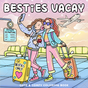 24 Pages BESTIES VACAY Coloring Book for Adult Colouring Book for Stress Relief Birthday Day Gift Back to School Supplies 