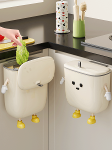 Star Superior Large Size Wall-Mounted Trash Can No Need to Bend Over Bathroom Toilet Lid Cover Household Kitchen Garbage Can