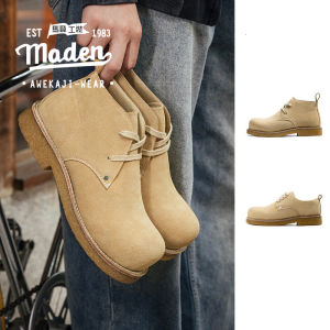 MADEN brand workwear style mens youth academy style 2024 winter new Mickey round toe Martin boots mens thick soled high rise derby shoes retro made old workwear boots short boots big toe leather shoes