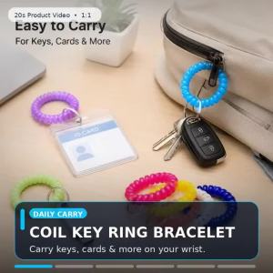 10~30pcs Stretchable Wristband Wrist Keychain Elastic Spirals Bracelet Bracelet Keyring Suitable for Gyms and Swimming Pool
