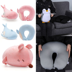 BIBJ8 Cute Bedding Cartoon Changable Multifunctional Penguin Whale U Shaped Travel Pillow Protection Neck Fluffy Pillows