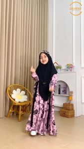 Gamis anak HILYA KIDS Plus Jilbab | Plat Gold | List Tangan | usia 2 3 4 5 6 7 8 9 11 - 15 tahun | by Salamah Grosir Solo