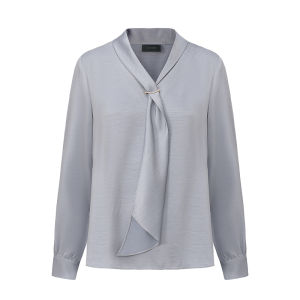 LadyS Elite | Champagne White Blouse with Flowing Ribbons